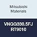 Mitsubishi Materials VNGG330.5FJ RT9010 Cemented Uncoated Carbide VN Type Negative Turning Insert with Hole, Rhombic 35?, 0.375" IC, 0.187" Thick, 0.008" Corner Radius, FJ Breaker (Pack of 10)