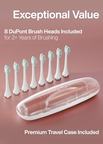 aquasonic vibe series ultra-whitening toothbrush  ada accepted electric toothbrush - 8 brush heads amp travel case  40000 vpm motor amp wireless charging - 4 modes w smart timer  satin rose gold