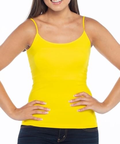 Image of Malibu Sugar Womens Camisole Tank Tops - Seamless Fitted Spaghetti Strap Cami Stretch Basic Womens Camisole for Layering XS-M