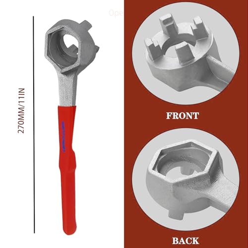 Image of Aluminum Drum Wrench, Bung Wrench, Barrel Opener Tool for Opening 10 15 20 30 55 Gallon Drum, Fits 2 inch and 3 /4 inch Bung Cap Red