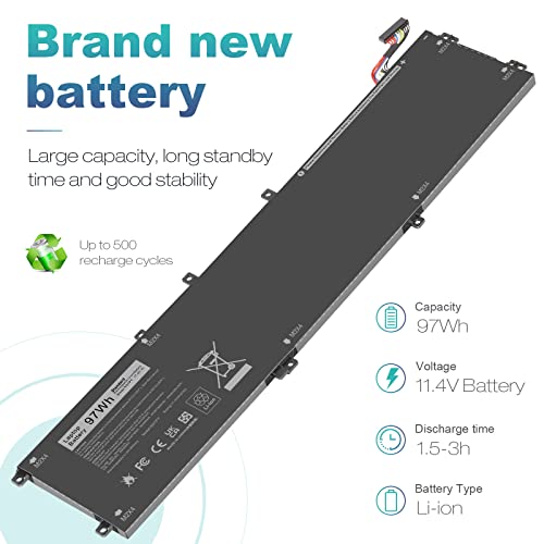 Image of ASUNCELL 6GTPY 97WH Battery for Dell XPS 15 9550 9560 9570 7590 Precision 5510 5520 5530 5540 Vostro 7500 7590,Replacement 4GVGH GPM03 M2X4 5XJ28 05XJ28 5D91C 1P6KD P56F P56F001 P56F002 11.4V