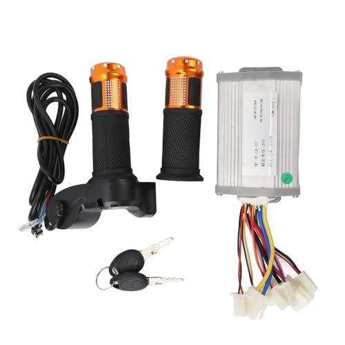 36V 1000W モーターコントローラー アルミ合金ゴム 電動自転車コントローラー スロットルグリップキット キー2本付き 電動三輪車オートバイ改造用