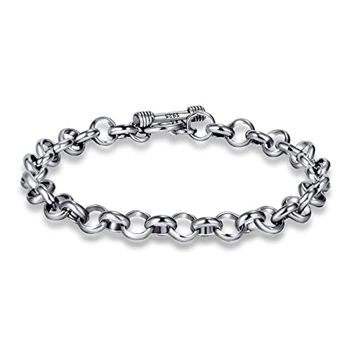Bracelet en argent 925 style vintage avec maille miroir rétro pour femme élégante
