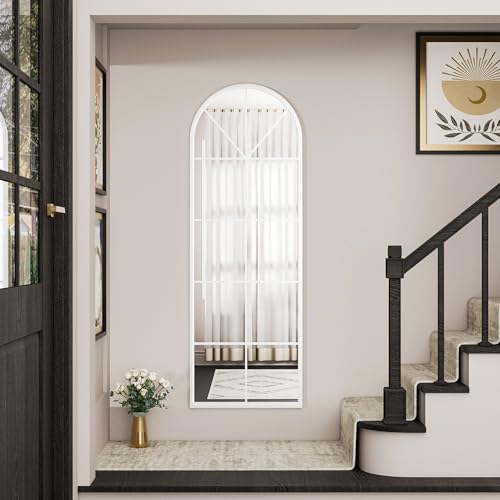 Image of OGCAU Arched Full Length Mirror, 65 inchx22 inch Floor Full Body Mirror, White