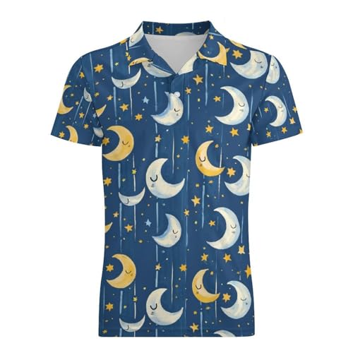 Boys' Classic Polo Shirts Short Sleeve Moisture-Wicking Golf & Tennis Shirts for Youth Teens Cute Stars Moon4