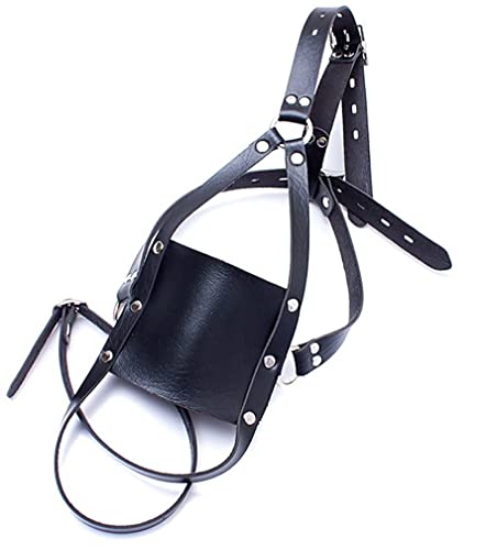 Image of Bondage BDSM Head Harness Mouth Ball Gag Mask Head Restraint Adjustable Breathable Sex Adult Toys Restraints Kinky Set Submissive,Black,One Size Fits All
