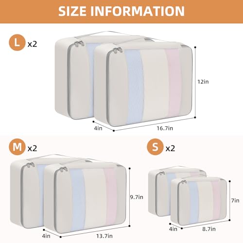 Image of BAGAIL 6 Set /8 Set /10 Set Packing Cubes Various Sizes Packing Organizer for Travel Accessories Luggage Carry On Suitcase