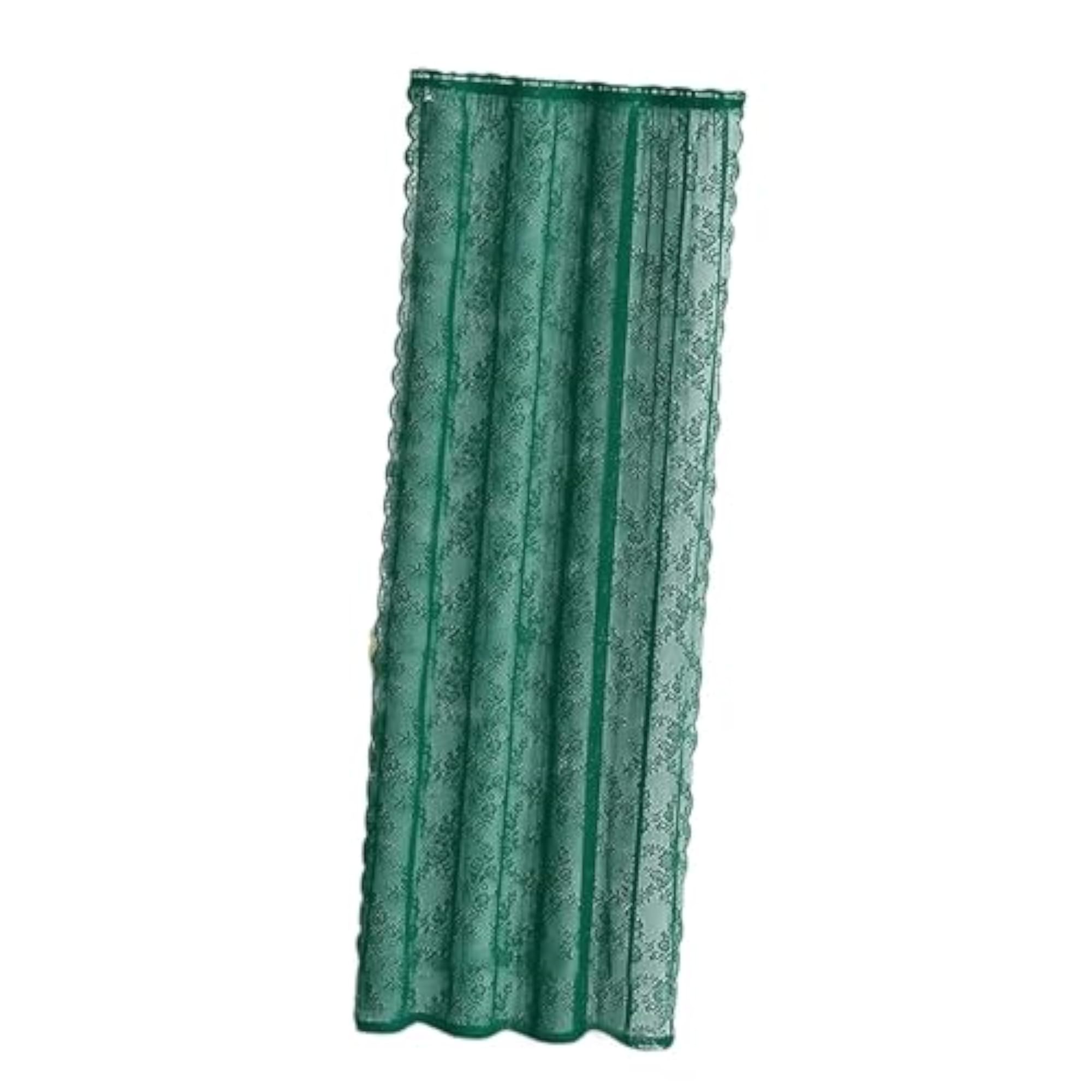 Lace Curtain with Floral Embroidery Window Drapes, Green