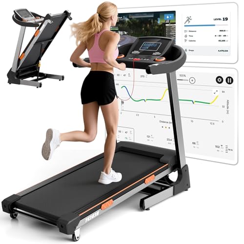 Image of 8.7MPH Treadmills for Home, 0%-15% Incline Walking Pad Treadmill with Auto-Folding, 3.5HP Wide Running Area Supports Up to 300lbs User Weight, Bluetooth & Pulse Monitor (Silver)