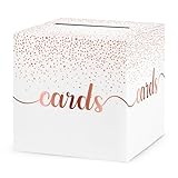 Hooqict Rose Gold Card Box with Slot 9.1' Elegant Wedding Favor Gift Card Box for Party, Reception, Birthday, Wedding Decorations, Retirement, Graduation Money Envelope Holder