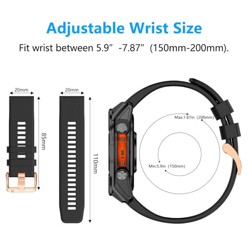 Correa de silicona suave 20mm compatible Garmin Fenix miniatura 3