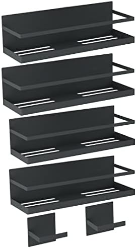 Roysili Magnetic Spice Rack Organizer Spice Organizer For Refrigerator Fridge Spice Rack For Kitchen Organizer Magnetic Shelf Space Saving Black 4 Pack With Paper Towel Holder