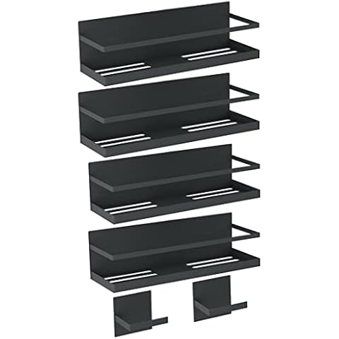 Roysili Spice Rack Magnetic Spice Rack for Refrigerator Magnetic Shelves for Fridge With Magnetic Paper Towel Holder 4 Pack Black Cover