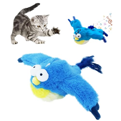 Image of Yewmow Interactive Chirping Bird Cat Toy,2026 Upgrade Flapping Bird Cat Toys,Simulated Chirping Bird Cat Toys,Cat Stimulation Toys for Indoor Cats (Gray Bird 1pcs)