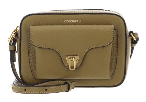 Sac à épaule Coccinelle Beat Soft en cuir haut de gamme coloris kaki seagrass