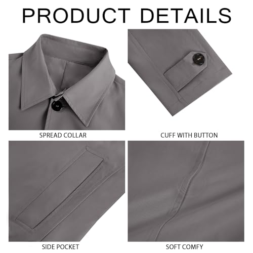 Makkrom Mens Trench Coat Single Breasted Casual Spread Collar Windbreak Jackets Long Classic Business Overcoat - Thumbnail 5