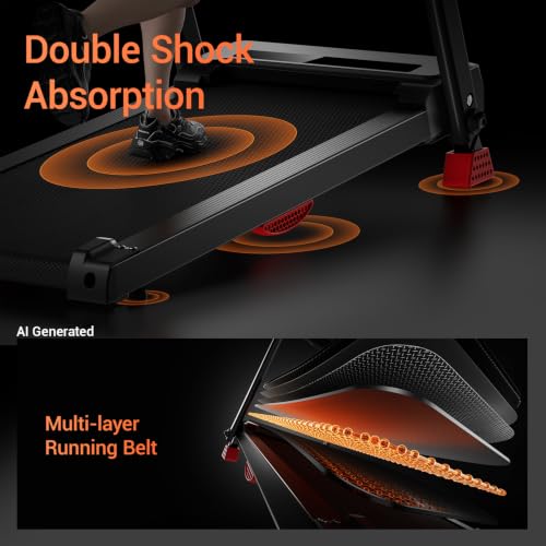 Image of CURSOR FITNESS 16% Incline Treadmills for Home Small with 3 LED Displays, 3.0HP Foldable Walking Pad Treadmill Up to 400LBS Capacity, Portable Treadmill 0.6-7.0MPH