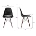 Poly and Bark Vortex Modern Mid-Century Side Chair with Wooden Walnut Legs for Kitchen, Living Room and Dining Room, Black