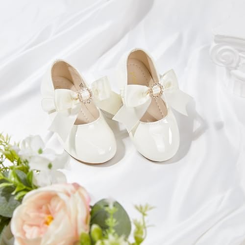 Image of PHIRAMIN Toddler Flower Girl Dress Shoes - Little Girl Mary Janes Flats Wedding