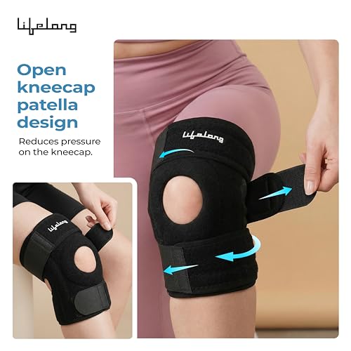 Image of Lifelong Knee Cap Open Patella for Pain Relief and Support, Arthritis & Sports | Anti-Slip Knee Brace Compression Sleeve with Adjustable Fit | Patella Cap with Joint Support for Men & Women (LLOKS60)