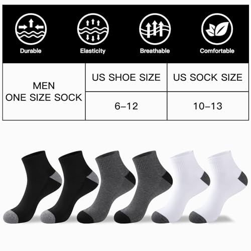 COOVAN 12 Pairs Mens Cushion Ankle Socks Men 12 Pack Low Cut Comfort Breathable Casual Socks2