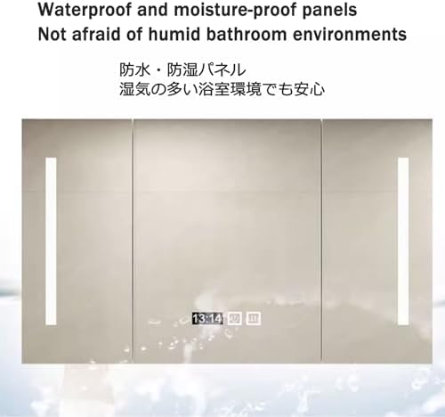 Wall-Mounted Bathroom Cabinet with Mirror, Multi-Layer Storage, Stable Design, One-Button Defog, Gray Finish, 43.3x27.5in, Perfect for Small Spaces