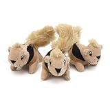 Outward Hound Kyjen 2858 Squeakin' Animals 3-Pack Jr. Hide-A-Squirrel Replacement Squeak Toy Dog Toys, Small, Brown