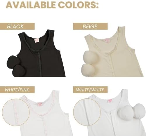 Gentle Touch Post Mastectomy Camisole - Comfortable Cotton Recovery Camisole with Pockets for Surgical Drains - Includes Breast Forms - Made in USA White - Image 3