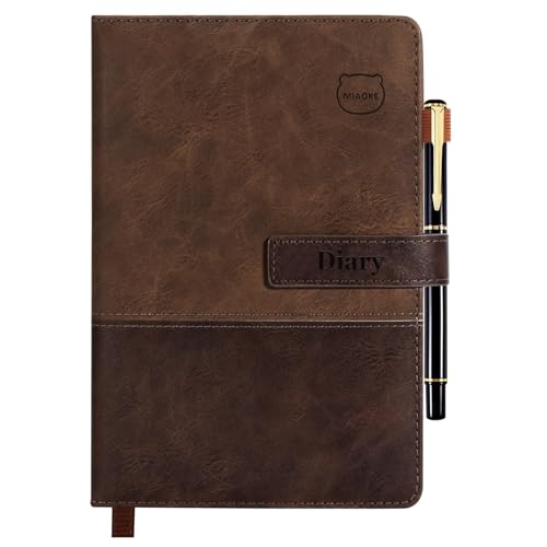 MIAOKE A5 Lined Journal Notebook with Magnetic Closure, 300 Pages Leather with Luxury Pen, Hardcover Professional Notebook for Office, Travel, Business