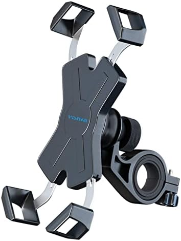 visnfa New Bike Phone Mount with Stainless Steel Clamp Arms Anti Shake and Stable 360° Rotation Bike Accessories / Bike Phone Holder for Any Smartphones GPS Other Devices Between 4 and 7 inches