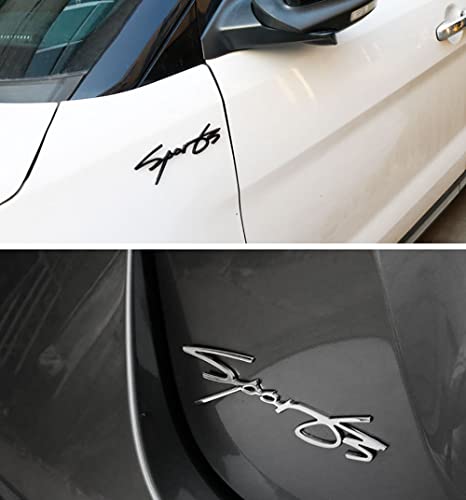 1 Pack Metal Car Sport Sticker, 3D Premium Car Side Fender Rear Trunk Stickers Logo Badge Decals, Car Sport Emblems Universal For All Cars (Sliver) #TOP6