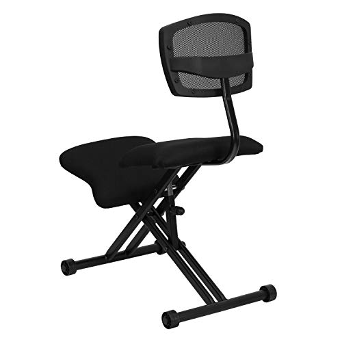 Flash Furniture Ergonomic Kneeling Office Chair With Back In Black Mesh And Fabric #TOP2