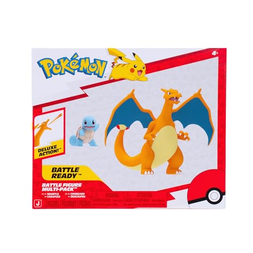 Pokemon Fire and Water Battle Pack - Includes 4.5 Inch Flame Action Charizard and 2" Squirtle Action Figures