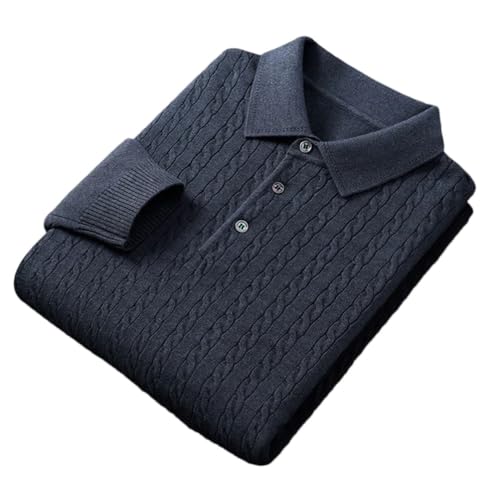 Men's Quality Solid Buttons Long Sleeved Sweater Soft Lapel Knitting Casual Business Sweaters