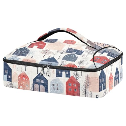 BOESI Graffiti Cabin Pattern Insulated Casserole Dish Bag Lunch Bag Insulated Insulated Food Bag Reusable for Holding Hot and Cold Food Suitable for Potluck Parties/Picnics/Cookouts