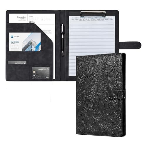Image of Clipboard Folder Padfolio, Mymazn Writing Portfolio Faux Leather Clipboards with Cover for Legal Pad Holder Letter Size A4 8.5 x 12 for Business Conference Notepad Clip Boards