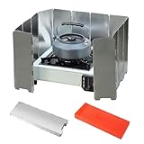 OMJMYY 14 Placas Parabrisas Plegable para Camping Cortavientos Camping Gas Aluminio Paravientos Paellero Con Caja Portátil Estufa al Aire libre Parabrisas para Camping Barbacoa Caminar Cocina o Gas