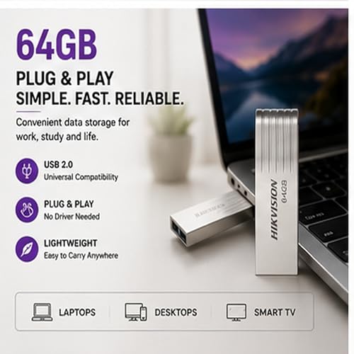 Image of HIKVISION M225 64GB USB 2.0 Metal Pen Drive | Compact & Durable Flash Drive for Laptop and PC