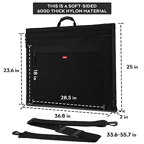 Image of Nicpro Light Weight Art Portfolio Bag, 24x36 Black Art Canvas Portfolio Case with Detachable Shoulder Strap, Leather Corners, Carrying Storage Case for Artwork, Poster, Sketching, and Drawing