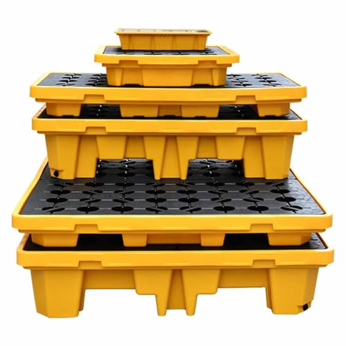 Plataforma modular de contención de derrames con drenaje, capacidad de carga de 10 libras, ideal para tambores de aceite usados y aplicaciones de laboratorio