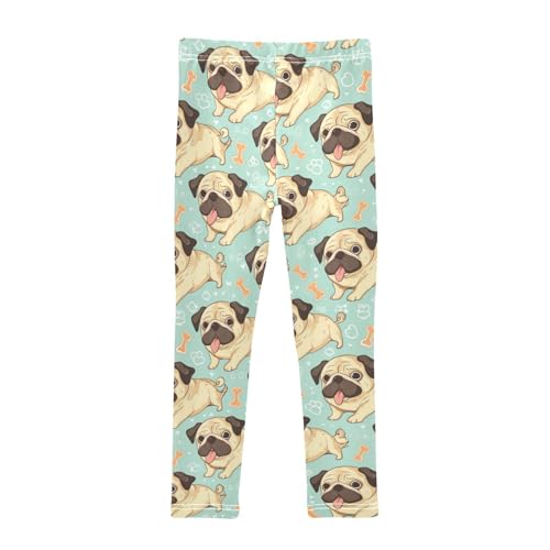 Vdsrup Girls Leggings Bug Dog Cyan Bones Kids Length Leggings Pants Athletic Yoga Pants Toddler Tights Trousers 4T2