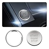 Car Push Start Button Cover - Aluminum Engine Start Stop Button Decoration with Ring, Ignition Button Cover Car Decorations, Car Accessories Interior (Silver)