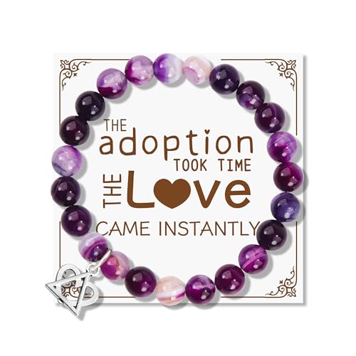 Image of LZ EMOTION Natural Stone Adoption Bracelet Adoption Jewelry with Adoption Symbol Adoption Day Gifts for Adoptive Parents Gotcha Day Gift, Thank You Gifts