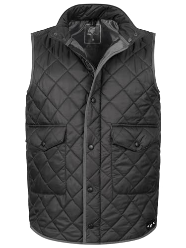 Rock Creek Herren Weste Steppweste Übergangsweste Leicht Herrenweste Frauen Westen Stepp Westen mit Kapuze Daunenweste Thermoweste H-352 Schwarz L