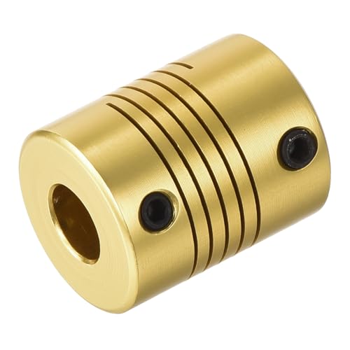 QUARKZMAN 1 Stück Flexible Kupplungen 5mm bis 8mm Aluminium Wellenkupplung L25xD20mm Klauenkupplung Gelenkverbinder für DIY Encoder Motoren 3D Drucker Schrittmotor Golden