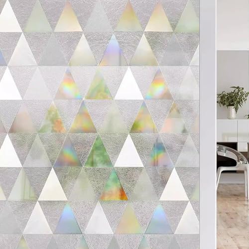 Alvorox Rainbow Window Privacy Film, Decorative Stained Glass, UV Blocking, Semi-Privacy, Static Cling, 17.5