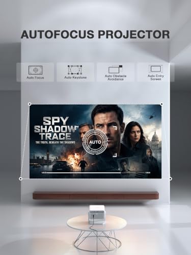 Image of [Now with Netflix & 3500ANSI] 4K Smart Projector with WiFi and Bluetooth, Auto Focus & Keystone Mini Projector with Stand, Outdoor Home Theater Small Proyector for bedroom(white)