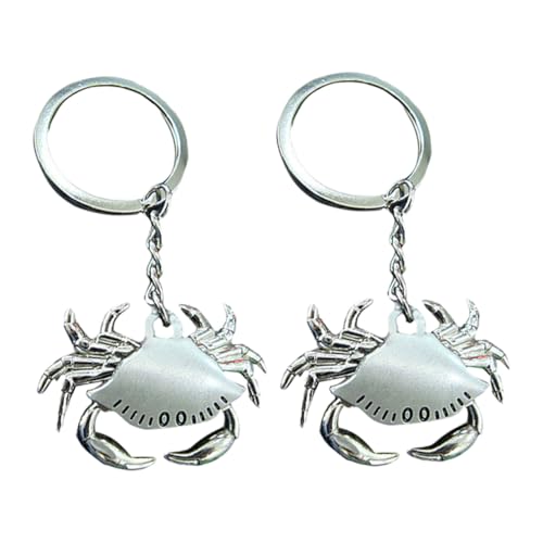 DIKACA 2 piezas Llavero de Metal con Diseño de Cangrejo Chic de Accesorio Resistente para Llaves Bolsos y Mochilas para Uso Diario y Decoración Elegante