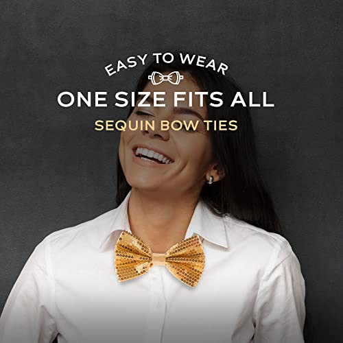 Sequin Bow Ties For Men - Pre-Tied Adjustable Length Bowtie, Many Colors To Choose From (Gold) #TOP5