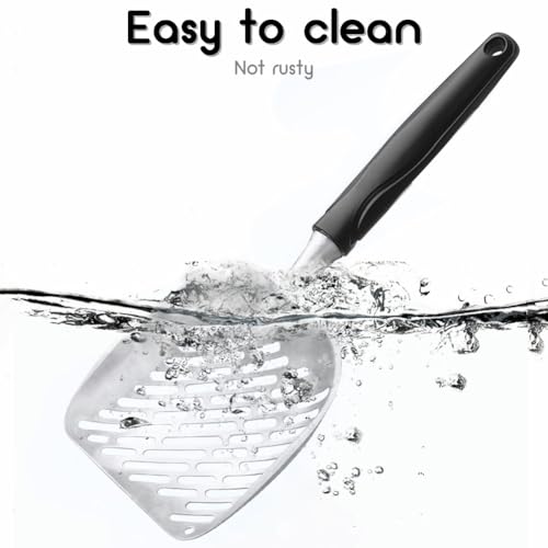 Apidgrowth Pá de areia para gatos, pá de malha, colher de metal de aço inoxidável, peneiramento de c